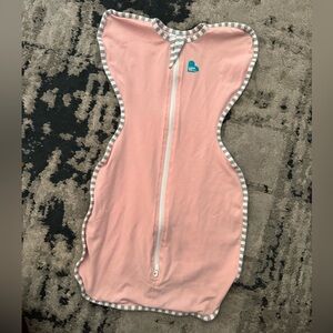 Love to Dream Pink Baby Swaddle with Gray Stripes